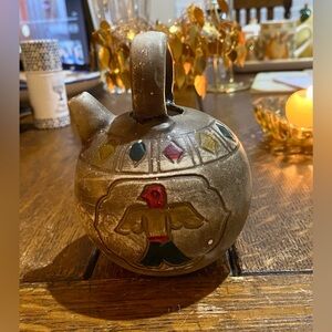 Vintage Handmade Folk Art Pottery Vessel. Minor Paint Chips,no structure damage